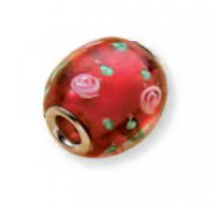 Glass Bead with Large Hole - Roses